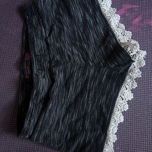 No Boundaries Black and Gray Kids Shorts with Lace Trim